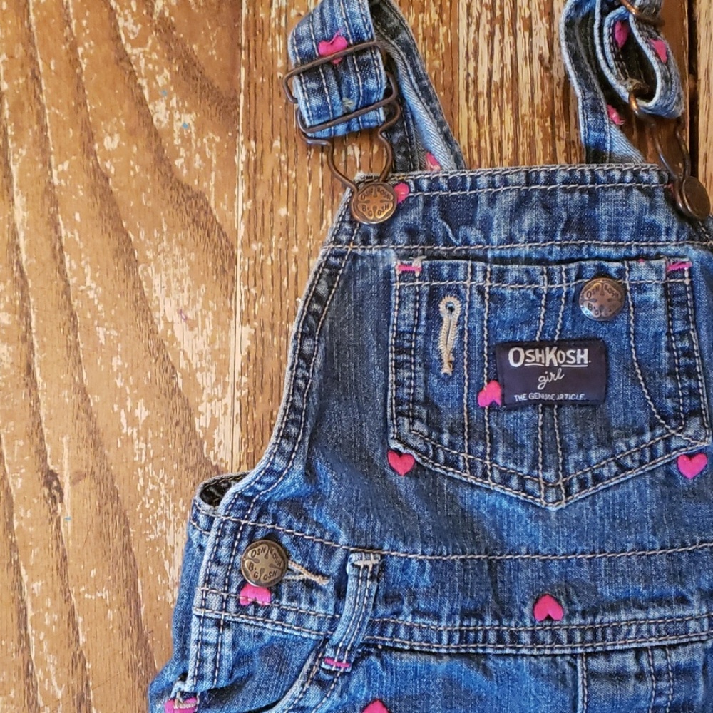 Oshkosh Overalls with Pink Embroidered Hearts 💕